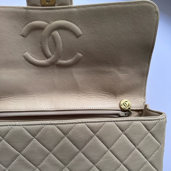 RARE CHANEL Vintage KELLY Beige Top Handle flap Quilted bag - Picture 7 of 15